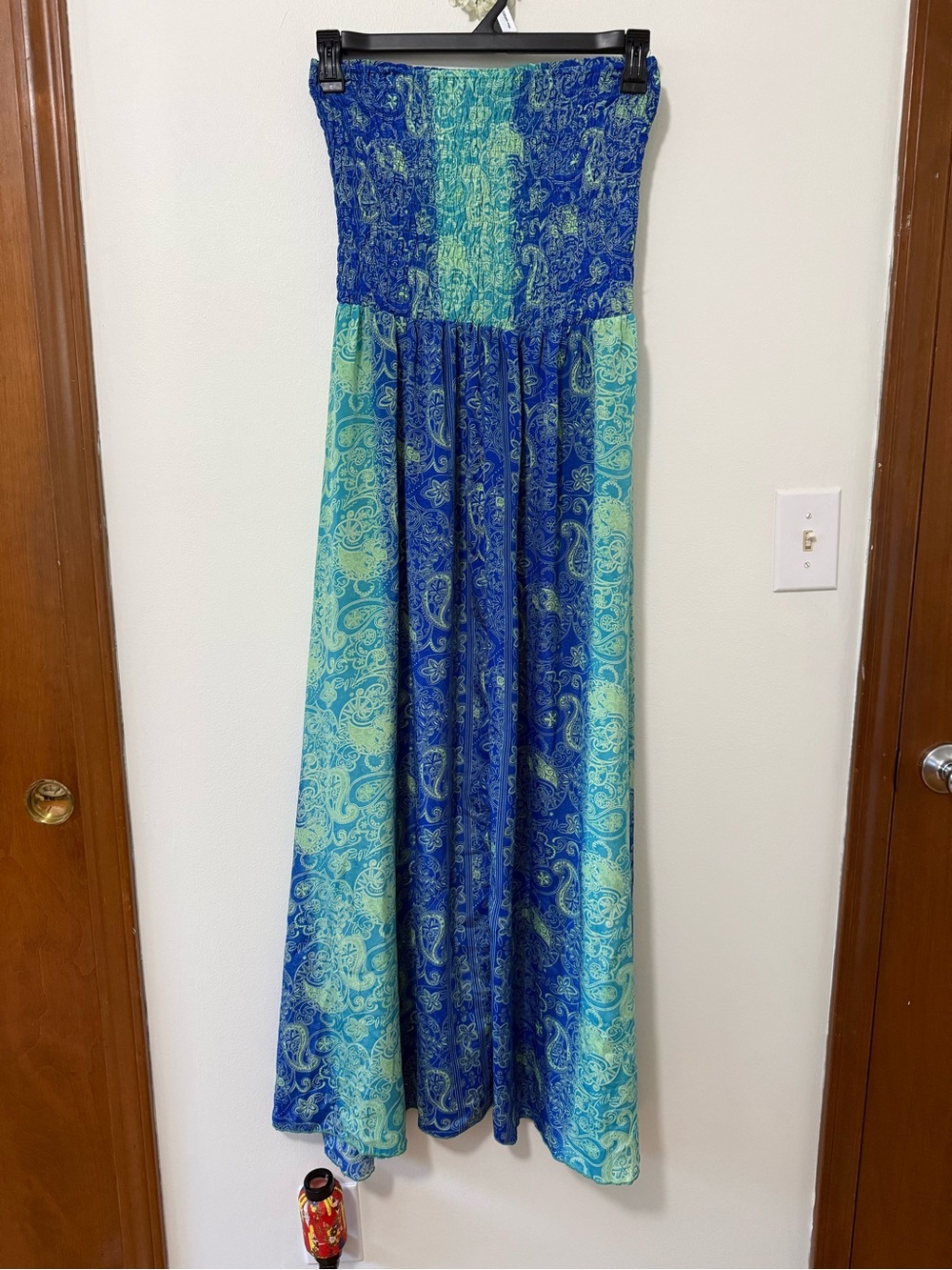 EARTHBOUND Blue and Teal Paisley Strapless Maxi Dress for Kids